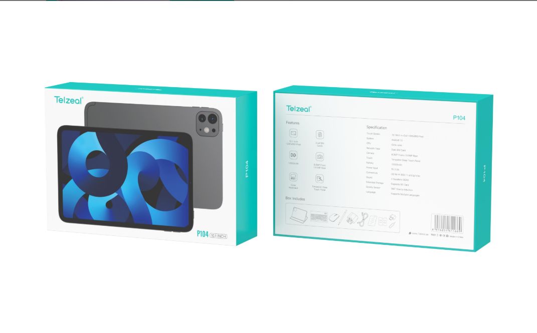Telzeal P104 – 10.1″ IPS Tablet, 16 GB RAM & 1 TB Storage, Android 13, Octa-Core, 8,000 mAh Battery, 13 MP + 8 MP Cameras